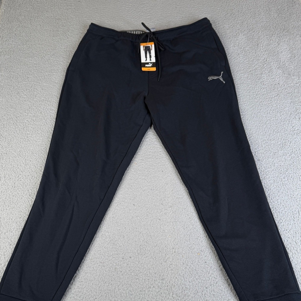 Puma Joggers Mens XXL Black French Terry Sweatpants 84452402 Athletic Cuffed